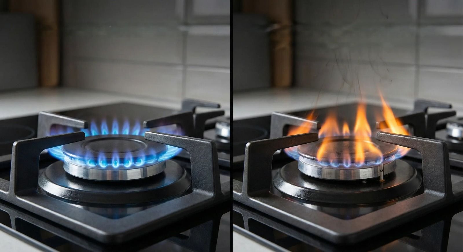 Gas Stove Flame Comparison: Safe Blue vs. Orange Flames on Gas Stove