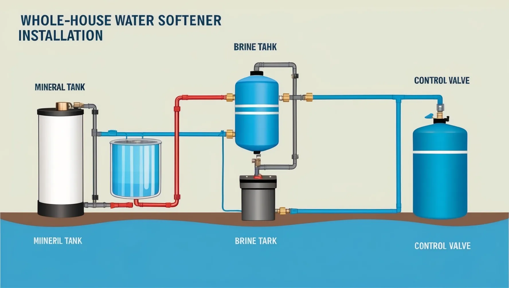 Diagram of washing machine parts commonly affected by hard water mineral buildup