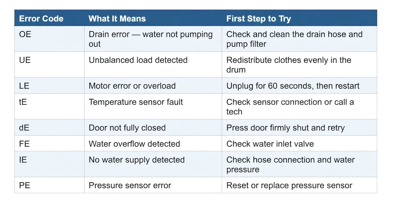 LG Washer and Dryer Repair Error Codes Table - Common Problems OE, UE, LE & Fixes | LG Washer Repair Sacramento