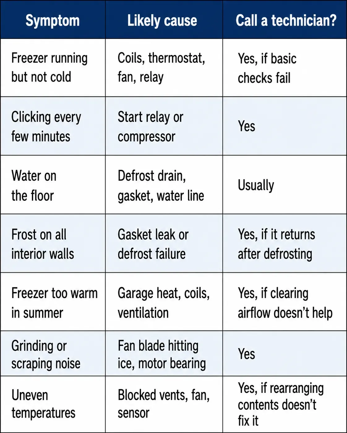Symptom-to-action guide.