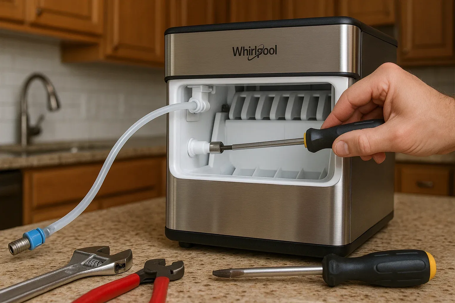 Whirlpool freezer ice maker repair in Citrus Heights home kitchen