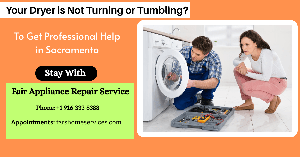 Infographic with dryer repair tips for Sacramento homes near Arden-Arcade