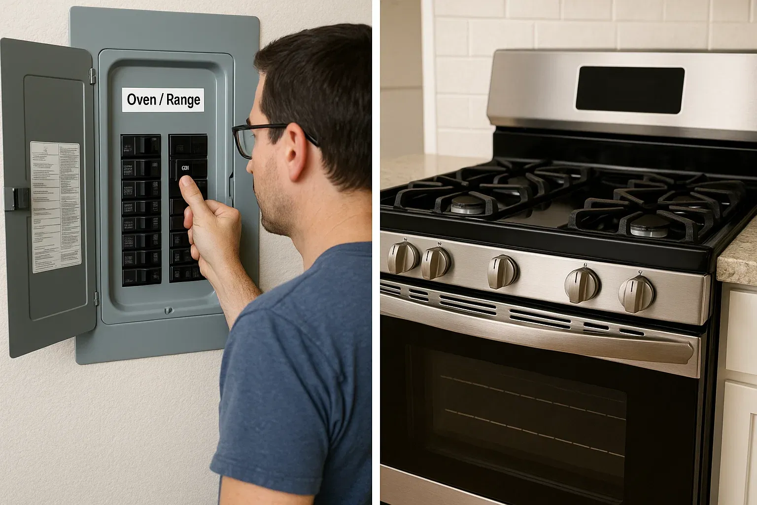 Checking circuit breaker and power supply for gas oven not heating in Sacramento home