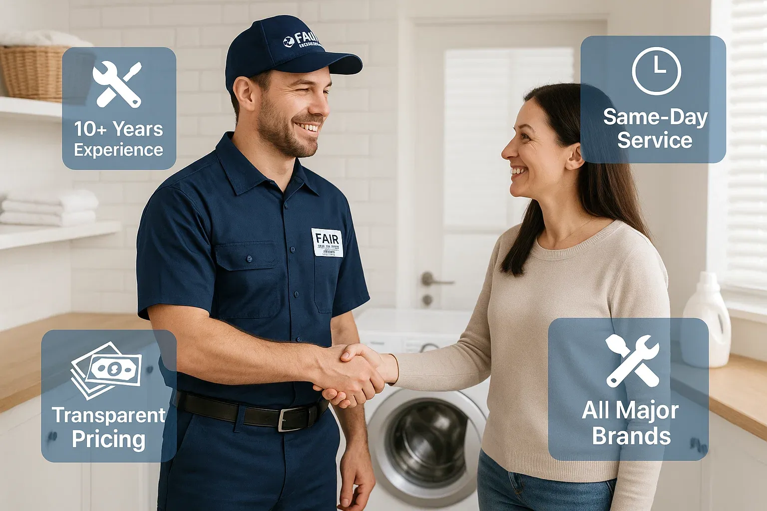 Fair Appliance Repair Sacramento technician providing same-day washer repair with 10+ years experience and transparent pricing
