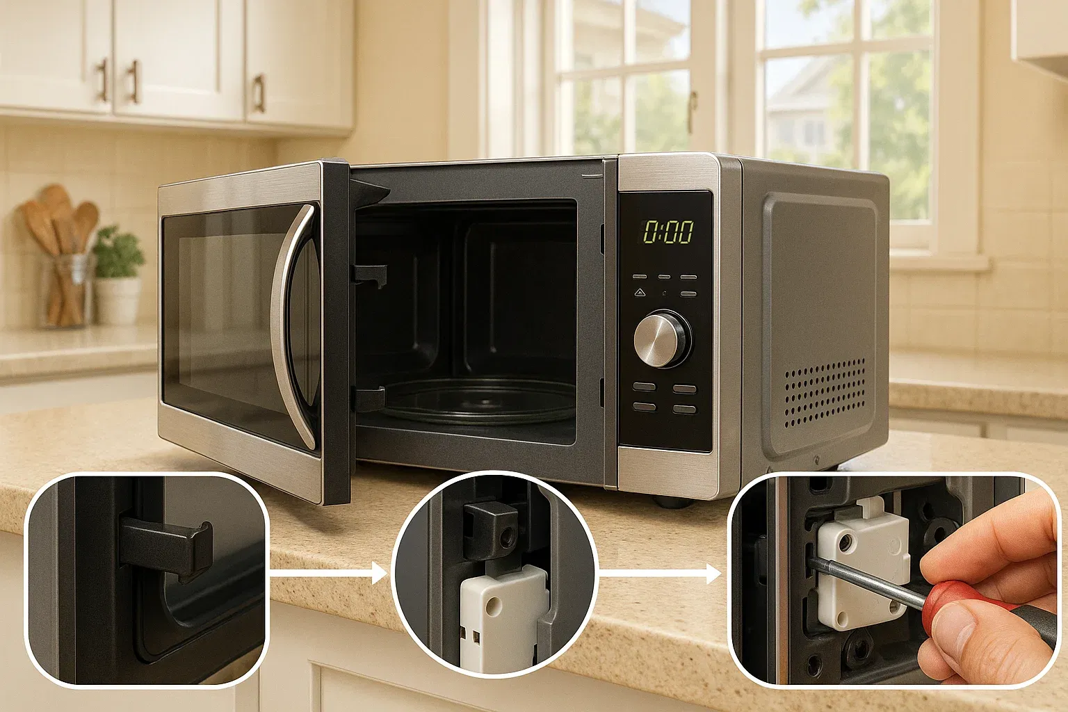 Microwave repair Sacramento – broken door switch symptoms and replacement solution