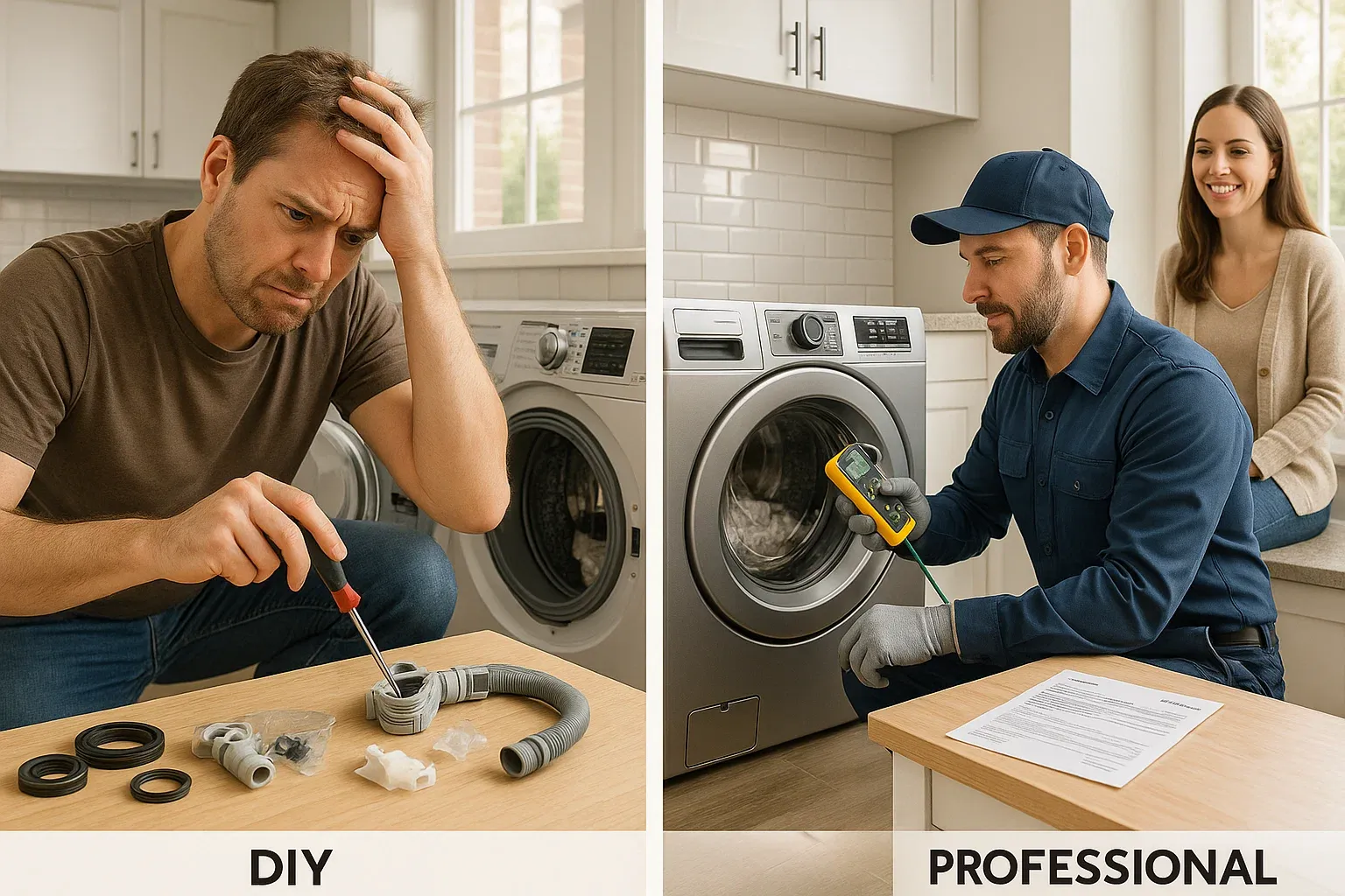 DIY vs professional Maytag appliance repair Sacramento – cost, risk, complexity, time, and warranty comparison