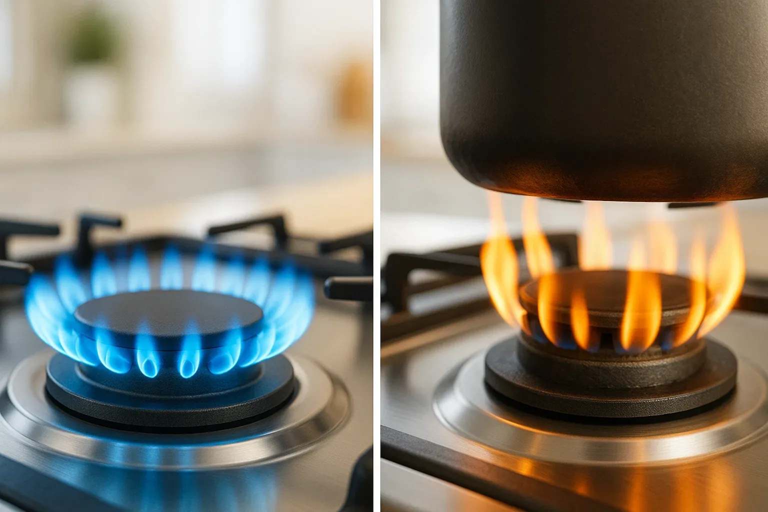 Gas stove flame color Sacramento – blue flame means efficient combustion, orange or yellow flame indicates problem