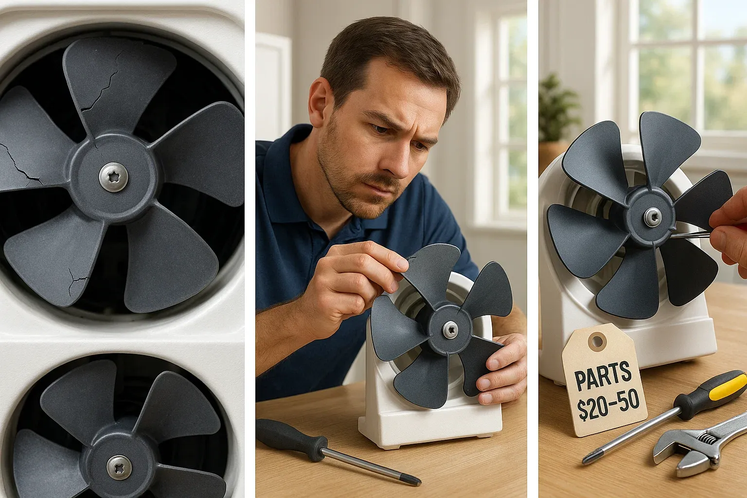 Damaged fan blades repair Sacramento – cracked or bent blades inspection and replacement to prevent motor overwork