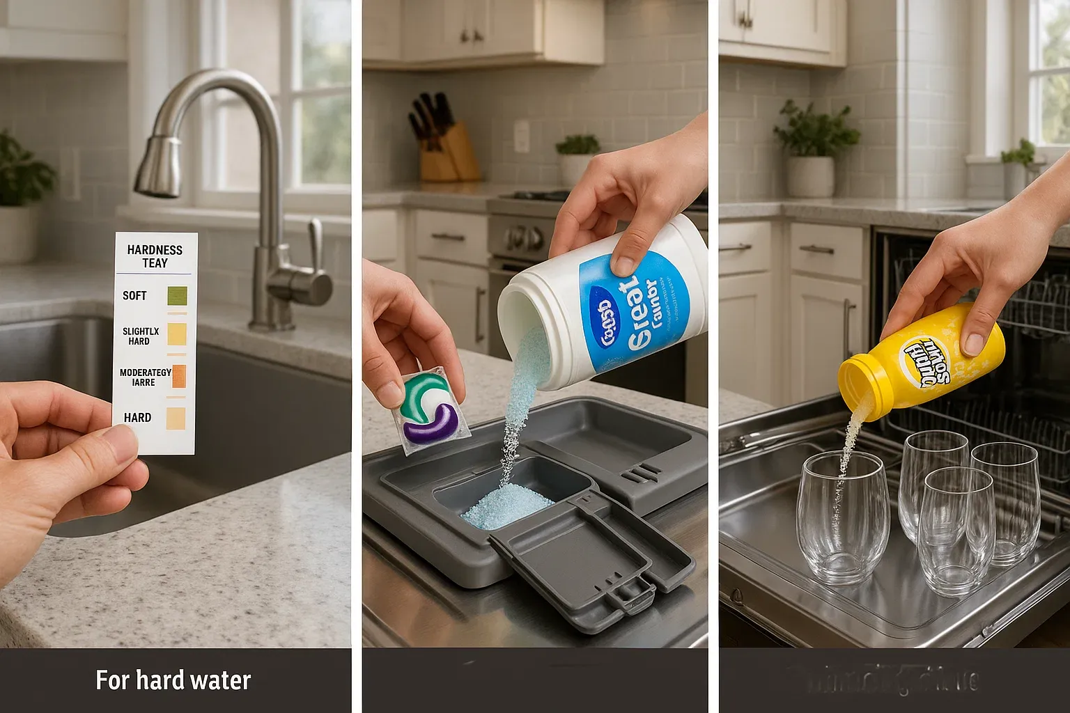 Dishwasher detergent adjustment Sacramento hard water – Cascade Platinum, Great Value powder, and Lemi Shine for spot-free cleaning