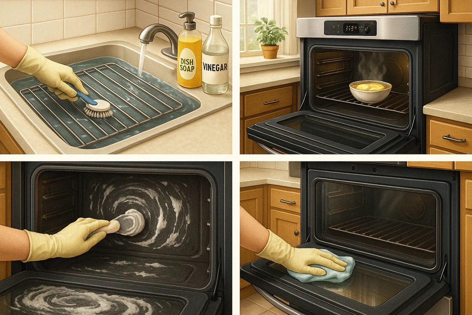 Natural oven cleaning Sacramento – vinegar soak for racks, lemon steam cleaning, baking soda paste for oven interior and glass