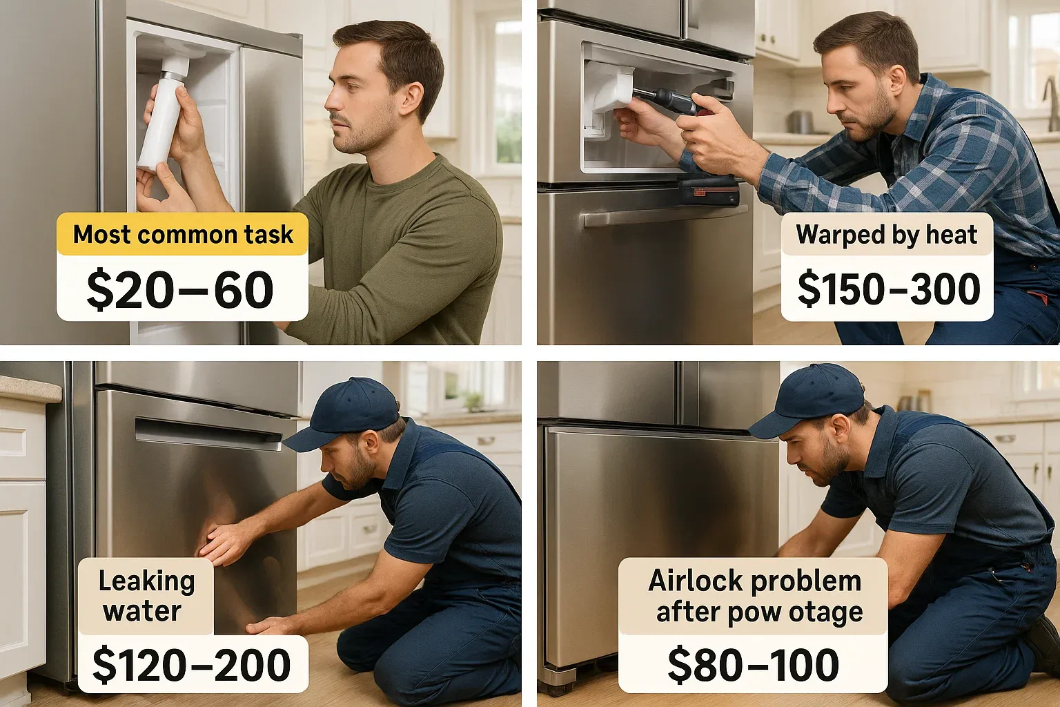 Refrigerator filter replacement cost Sacramento – DIY $20–$60 vs professional $100+ for filter, housing, leak repair, or airlock