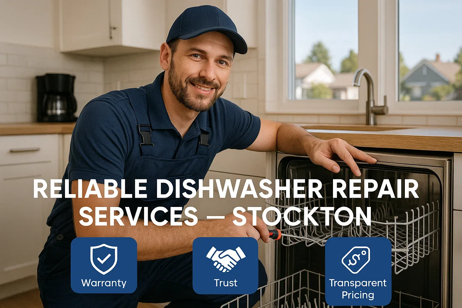 Stockton dishwasher repair technician providing reliable service with warranty and transparent pricing for long-term appliance performance.