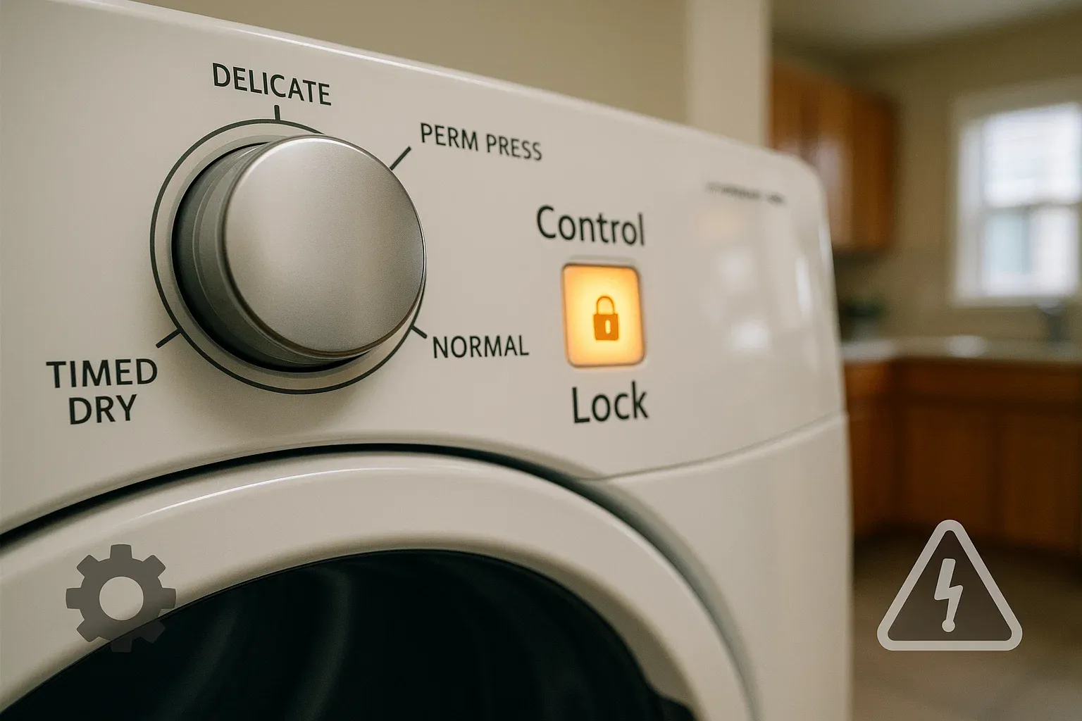 Dryer not spinning in Sacramento due to control lock engaged on panel with lock light indicator.