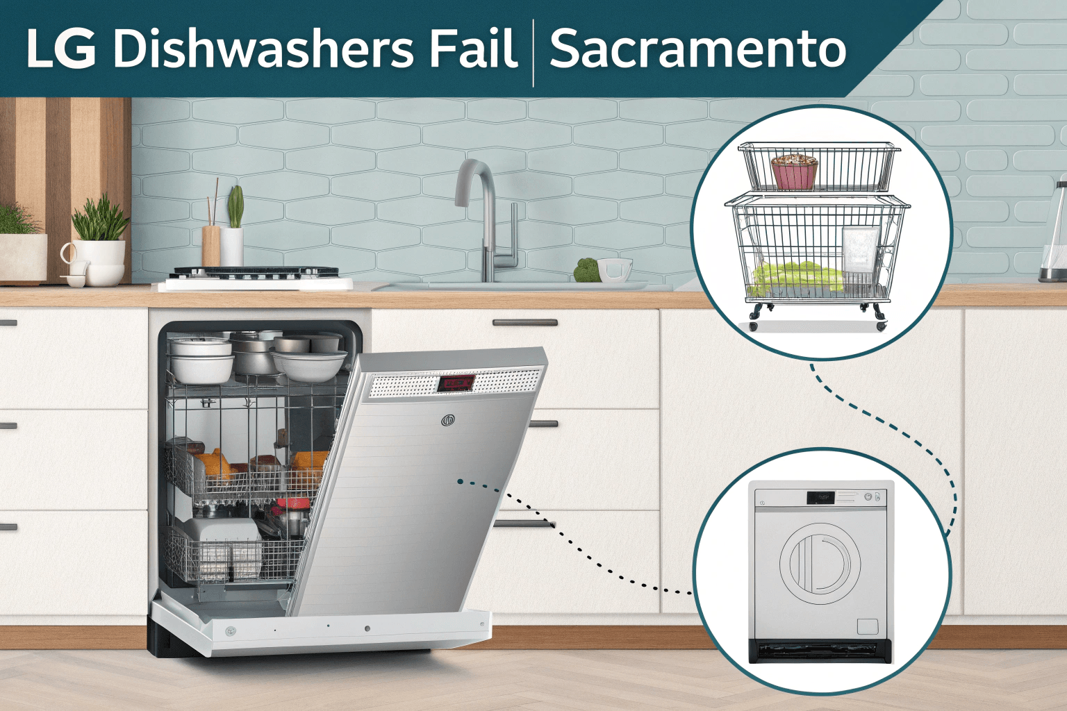 DIY LG dishwasher filter cleaning with brush in Sacramento